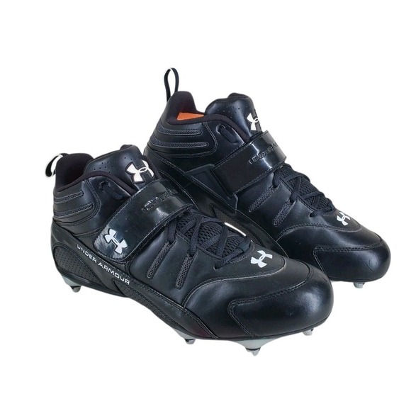 Under Armour Intensity Mid Football Cleats Men 13.5 D Black Dual Plate Tech - Picture 5 of 13